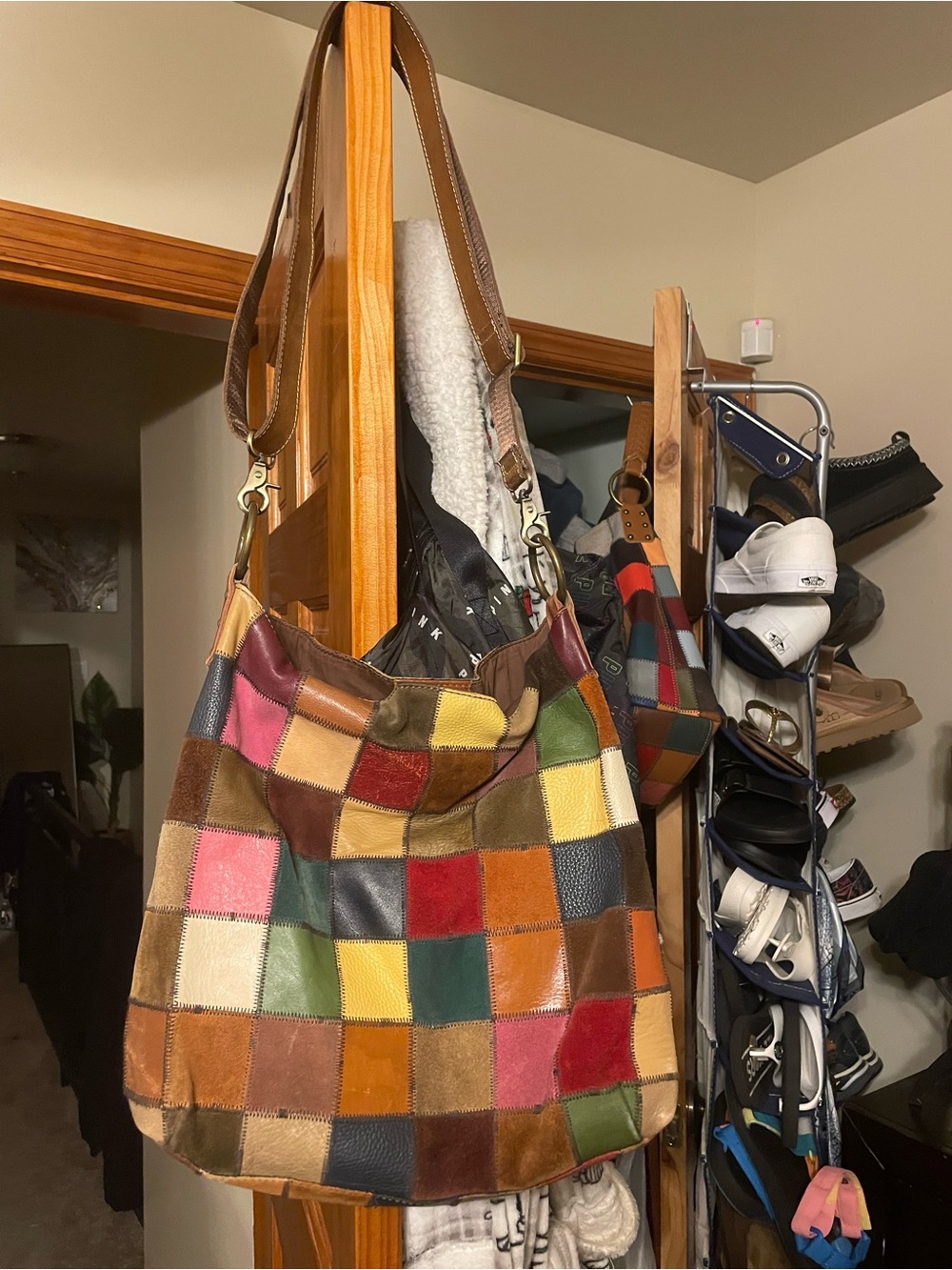 Patchwork Multi-Color Leather Hobo Bag - Women